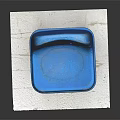 Simple Blue Plastic Chair Furniture Placed On White Square Base