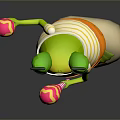 Cheerful Green Cartoon Frog In Striped Outfit Holding Colorful Maracas On White Base