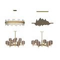 Modern Chandeliers With Various Stylish Designs And Metal Frames For Interior 3d model