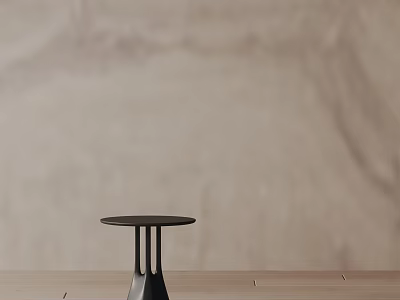 Modern Minimalist Black Side Table With Round Top On Wooden Surface 3d model