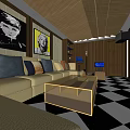 Luxurious Modern KTV Interior With Comfortable Sofa Coffee Table And TV Screen 3d model