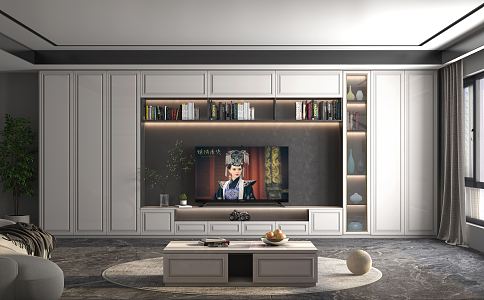 Jane European TV background cabinet TV cabinet 3d model