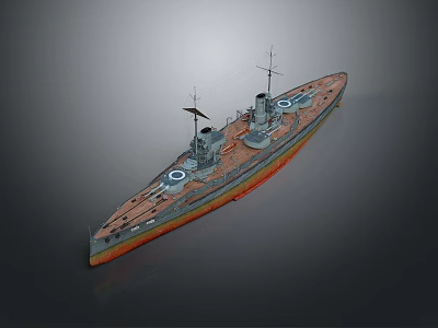 Vintage Battleship 3D Model Design With Detailed Structure And Deck Features 3d model
