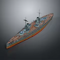 Vintage Battleship 3D Model Design With Detailed Structure And Deck Features
