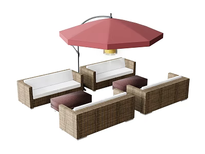 Modern Outdoor Sofa Multi-person Sofa Casual Sofa Coffee Table Outdoor Umbrella 3d model