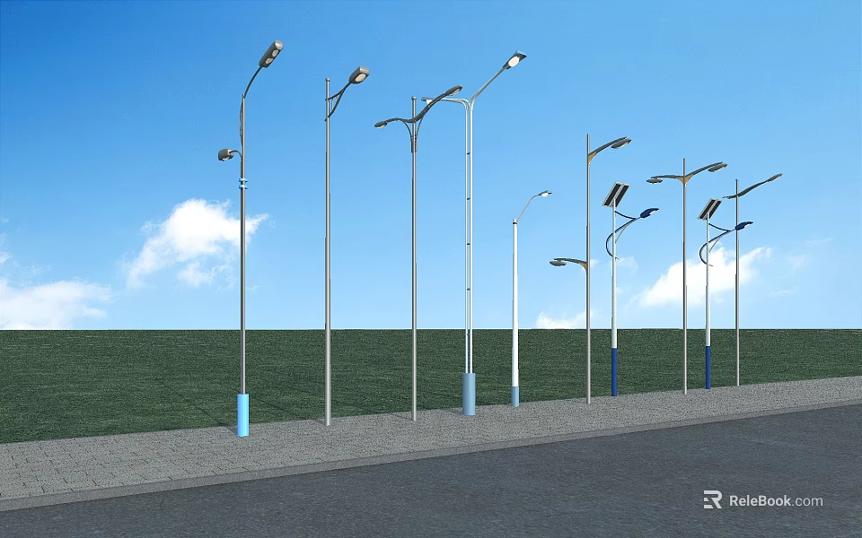 Outdoor Street Lights With Various Designs For Outdoor Landscape Illumination 3d model 
