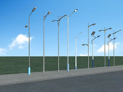 Outdoor Street Lights With Various Designs For Outdoor Landscape Illumination 3d model