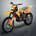 Yellow Dirt Motorcycle with Large Rugged Tires Black Seat and Headlight