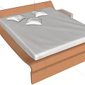 Modern Double Bed With Copper Frame White Mattress Two Pillows And Bedside Tables