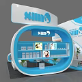 Xiamen SIHO Health Exhibition Booth With Blue White Design And Display Area