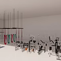 Fitness Gym With Hanging Ropes Workout Machines And Strength Training Equipment