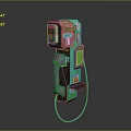 Vintage Telephone Booth Exterior With Pink Green Panels Screen And Cable