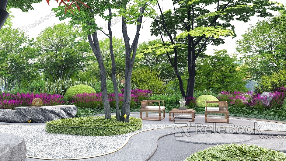 Modern garden landscape dry landscape micro-terrain green island courtyard landscape courtyard sketch villa garden courtyard garden model