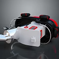 VR Headset With Red And Black Design White Control Panel And Silver Connector Accessory 3d model