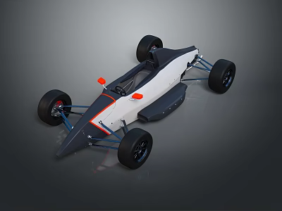 Sleek Single Seat Race Car With Aerodynamic Design Black White Body And Orange Accents 3d model