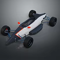 Sleek Single Seat Race Car With Aerodynamic Design Black White Body And Orange Accents