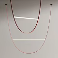 Modern Red Curved Chandelier With White Hanging Rods For Interior Design