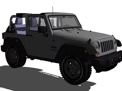 Jeep Off Road Vehicle With Open Top And Large Off Road Tires 3d model