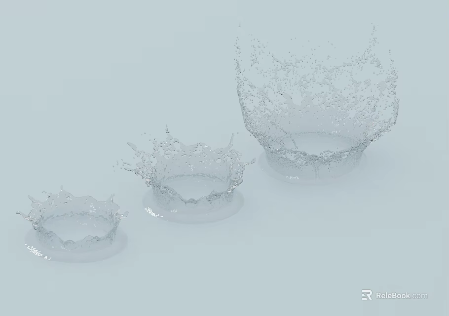 Elegant Transparent Water Splash Design Garden Decorative Ornaments With Three Sizes 3d model 