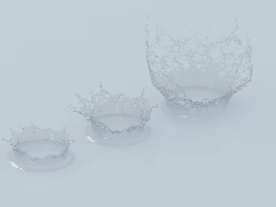 Elegant Transparent Water Splash Design Garden Decorative Ornaments With Three Sizes 3d model