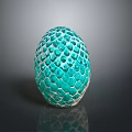 Handcrafted Green Egg Shaped Sculpture With Intricate Scaly Surface Texture 3d model
