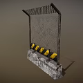 Construction Safety Barrier With Metal Mesh Panel Concrete Base And Yellow Black Stripes