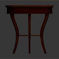 Classic Design Mahogany Wood Side Table With Round Top Lower Shelf And Curved Legs