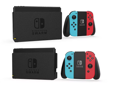 Nintendo Switch Portable Entertainment Console With Blue And Red Joy Con Controllers 3d model