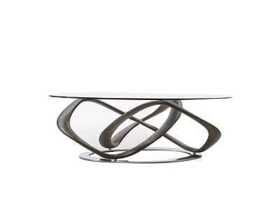 Modern Coffee Table With Glass Top And Artistic Curved Metal Base Design Structure 3d model