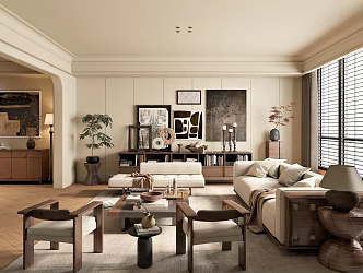 Middle Style Living Room 3d model