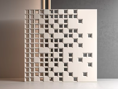 Elegant Modern White Floor Tile With Square Hollow Geometric Pattern Design 3d model