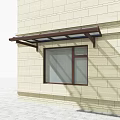 Window Awning with Metal Frame and Transparent Roof on Exterior Stone Wall