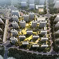 Aerial Planning View Of Modern Residential Area With High Rise Buildings Green Spaces And Roads