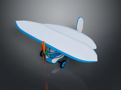 Blue and White Aerospace Model Aircraft with Wing Structure for Space Exploration 3d model