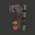 Industrial Metal Pipes Assembly With Yellow Valve Black Straps And Fittings
