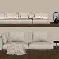 Modern Living Room Featuring Two Sofas Cushions Throw Blanket Side Table Vase And Wooden Floor