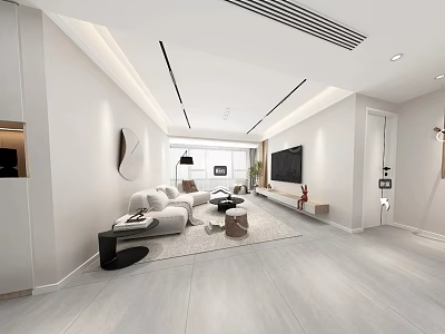 Modern Living Dining Room Interior With Comfortable Sofa TV Unit And Coffee Table 3d model