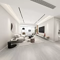 Modern Living Dining Room Interior With Comfortable Sofa TV Unit And Coffee Table