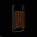 Modern Standing Trash Can With Wooden Panel And Metal Frame Structure 3d model