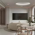Modern Living And Dining Room Interior With Sofa Coffee Table Dining Set And Large Window