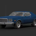 Blue Vintage Classic Car With Retro Body Design And Chrome Wheels