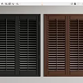 Black and Brown Two Panel Wooden Window Shutters for Interior Home Design 3d model