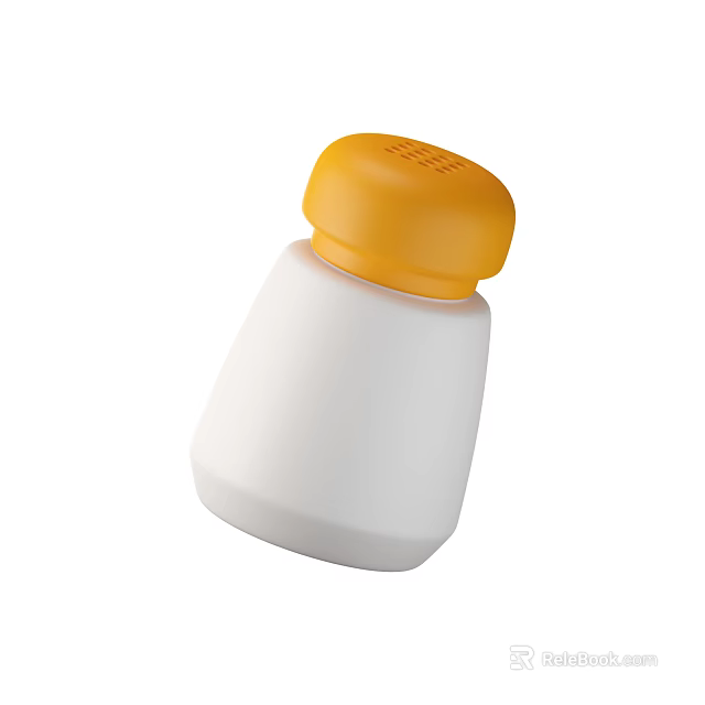 Simple Plastic Spice Bottle With Yellow Cap And White Body For Kitchen Use 3d model 