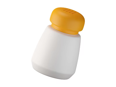 Simple Plastic Spice Bottle With Yellow Cap And White Body For Kitchen Use 3d model