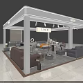 Modern White Frame Furniture Exhibition Booth With Sofa Coffee Table And Top LOGO