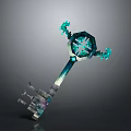 Pixel Style Decorative Key With Blue Glowing Elements And Intricate Design For Household Use
