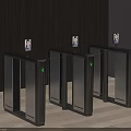 Modern Facial Recognition Turnstiles With Wooden Wall And Light Colored Floor