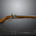 Antique Pistol with Wooden Grip and Polished Metal Barrel Classic Vintage Weapon Design