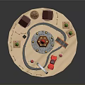 Wooden Play Table Scene With Tower Small Houses Trees Track And Toy Car