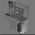 Industrial Equipment With Transparent Enclosure Mechanical Components Control Console And Monitor